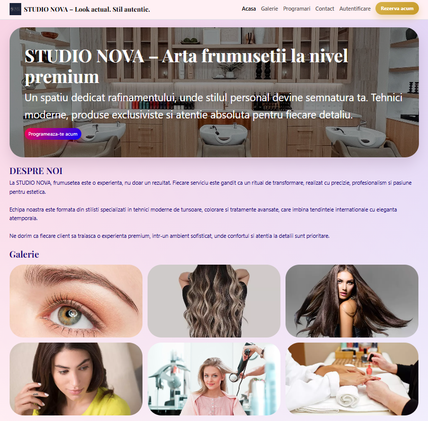 Interfață SalonApp — calendar și operare