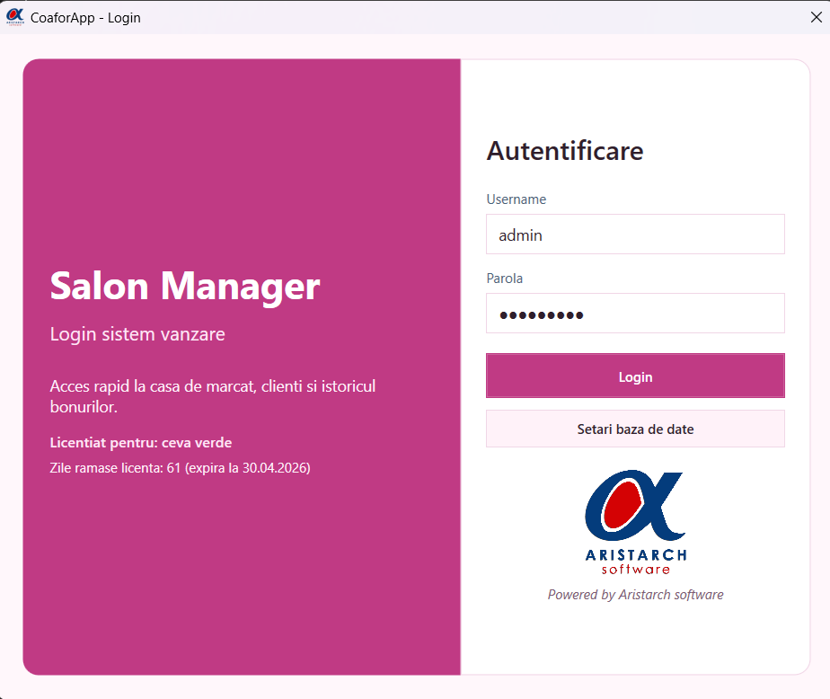 Aplicație desktop POS SalonApp