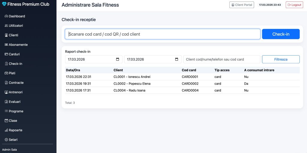 Check-in QR FitnessApp