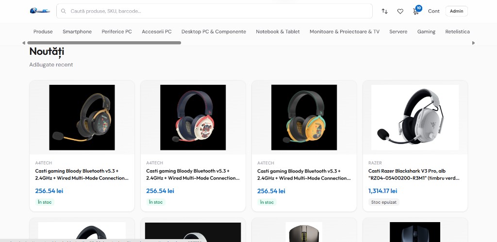 Platformă e-commerce SoftOK — catalog produse, stoc și prețuri